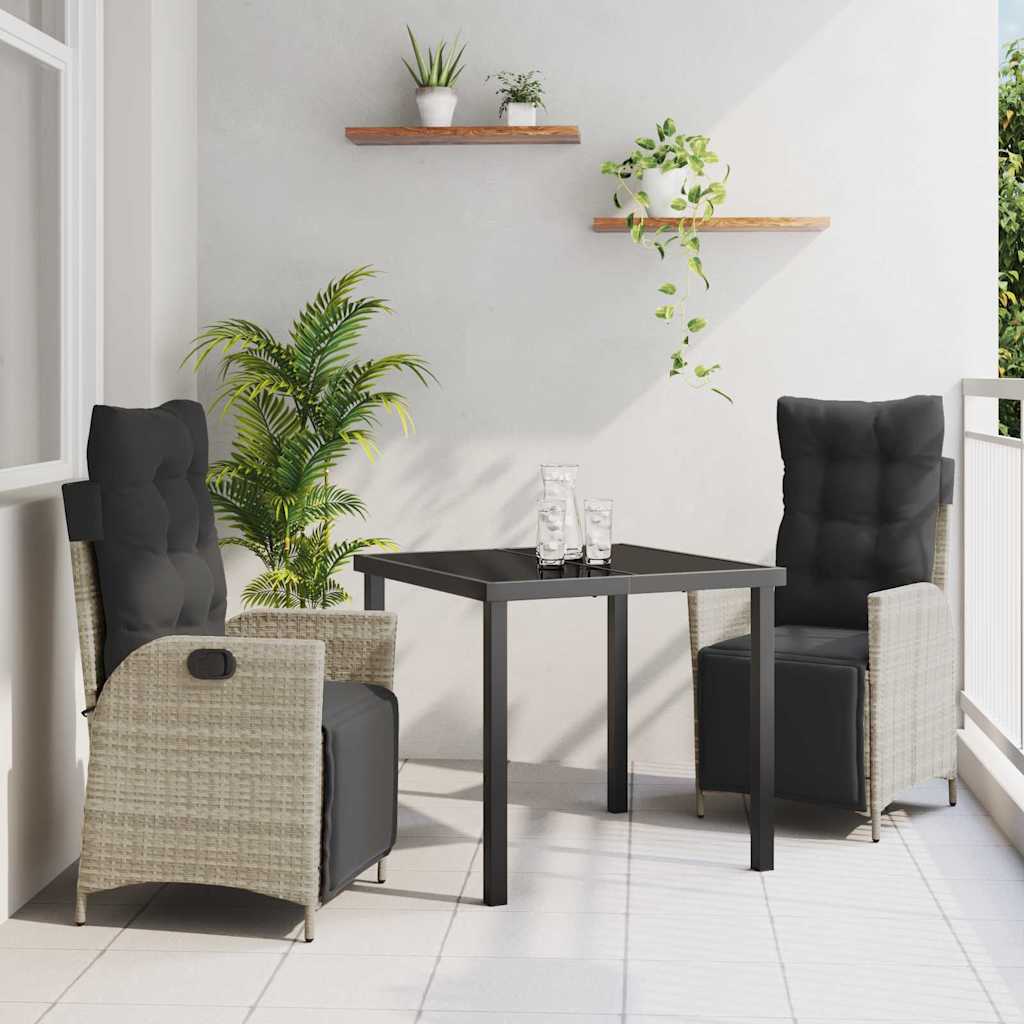 Have Spisebordssæt med pude 3 pcs Lysegrå polyrattan