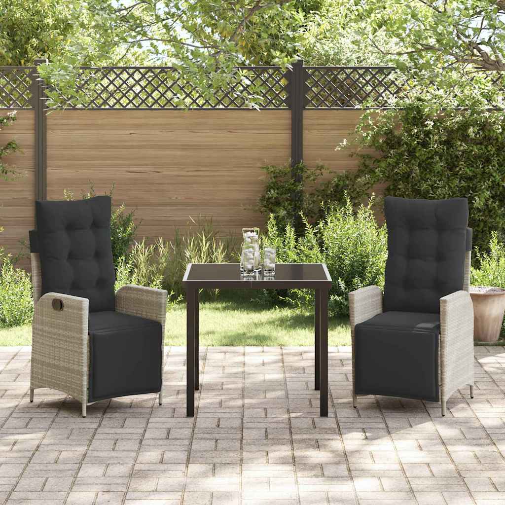 Have Spisebordssæt med pude 3 pcs Lysegrå polyrattan