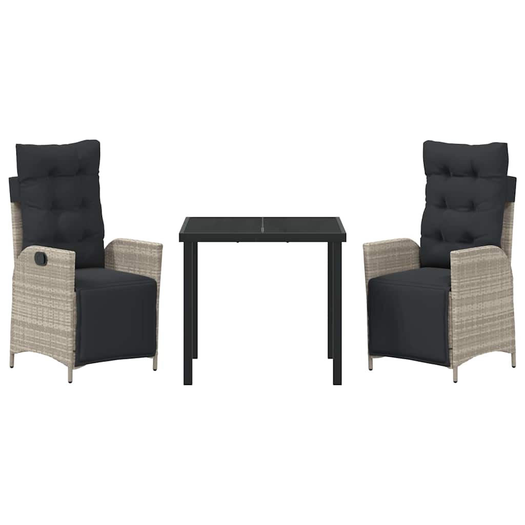 Have Spisebordssæt med pude 3 pcs Lysegrå polyrattan