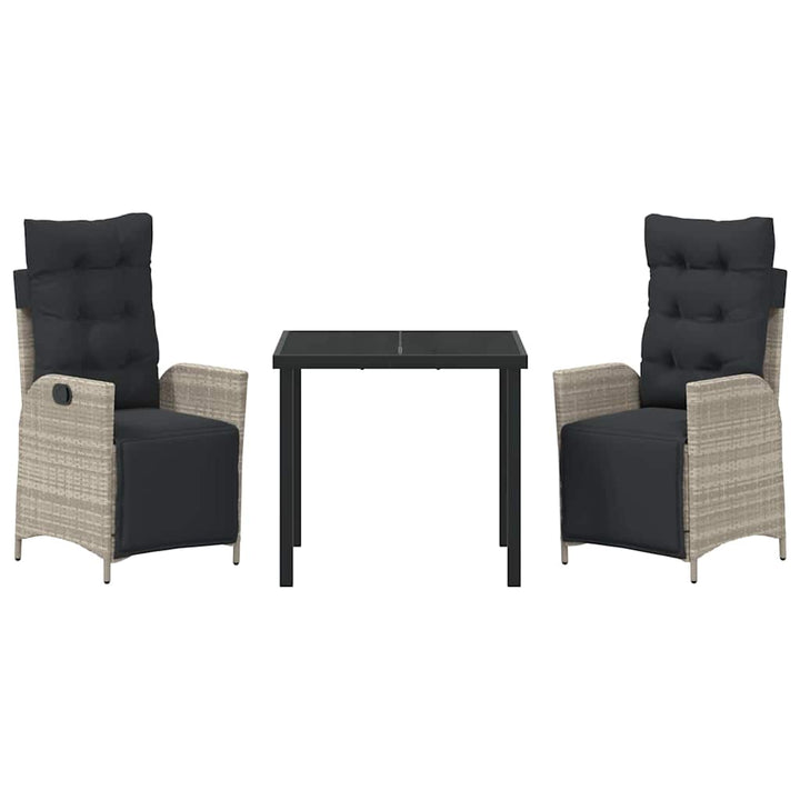 Have Spisebordssæt med pude 3 pcs Lysegrå polyrattan
