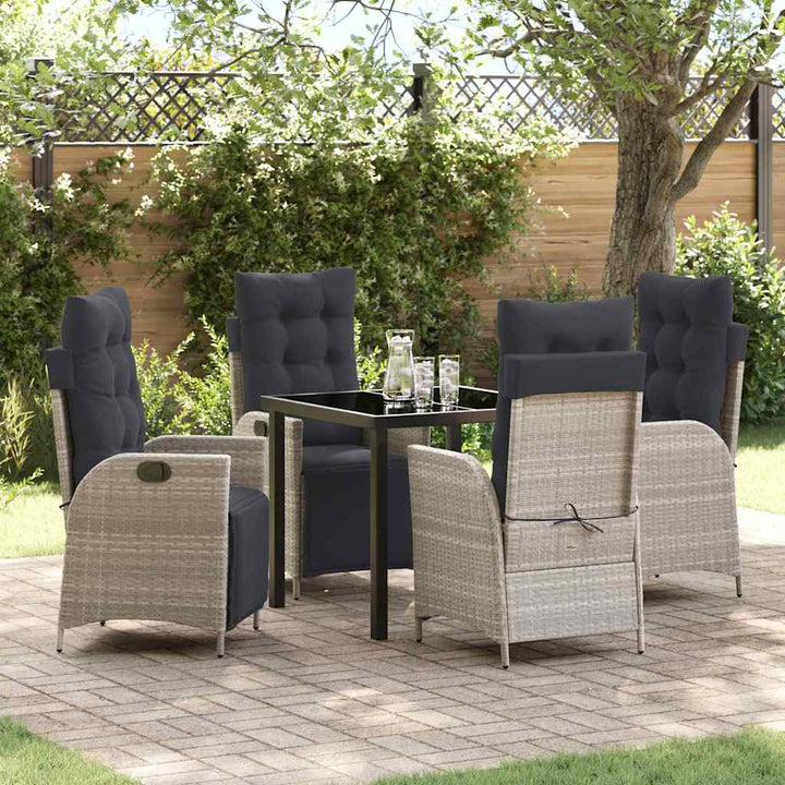 Have Spisebordssæt med pude 5 pcs Lysegrå polyrattan
