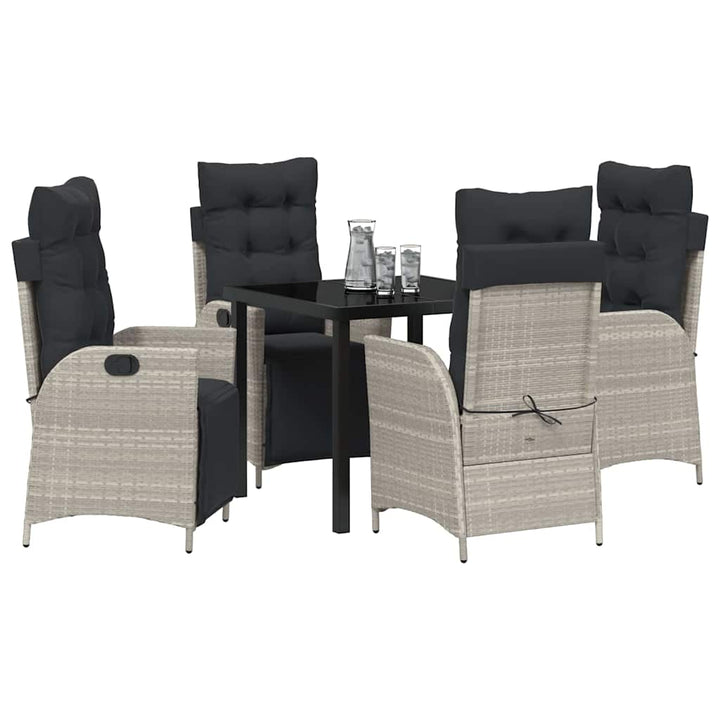 Have Spisebordssæt med pude 5 pcs Lysegrå polyrattan