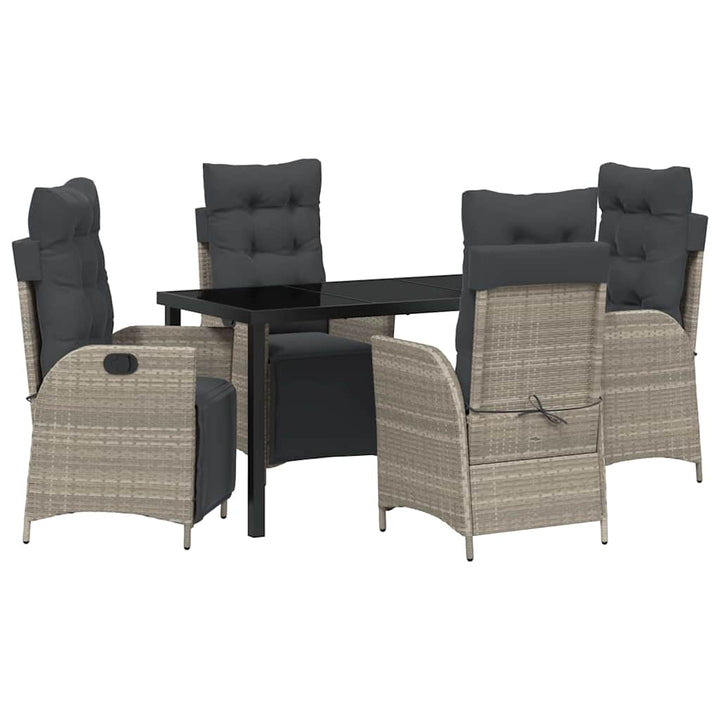 Have Spisebordssæt med pude 5 pcs Lysegrå polyrattan