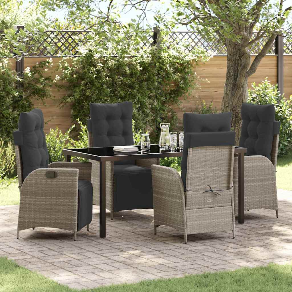 Have Spisebordssæt med pude 5 pcs Lysegrå polyrattan
