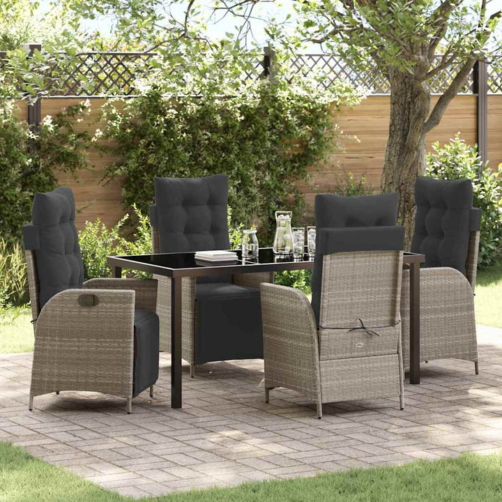 Have Spisebordssæt med pude 5 pcs Lysegrå polyrattan