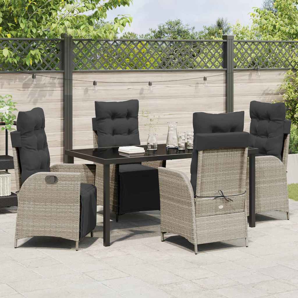 Have Spisebordssæt med pude 5 pcs Lysegrå polyrattan