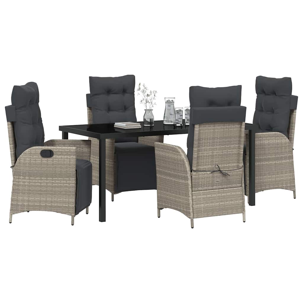Have Spisebordssæt med pude 5 pcs Lysegrå polyrattan