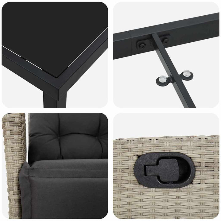 Have Spisebordssæt med pude 7 pcs Lysegrå polyrattan