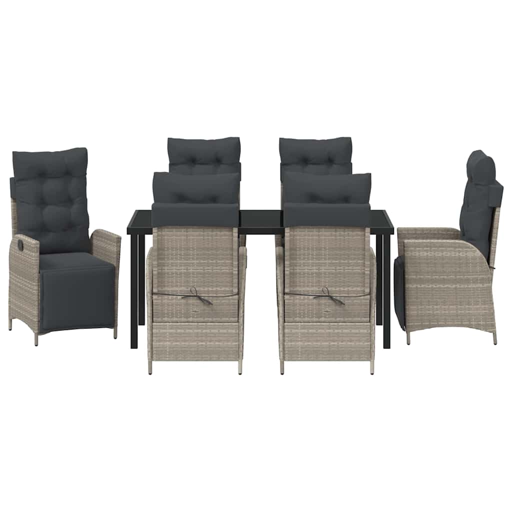 Have Spisebordssæt med pude 7 pcs Lysegrå polyrattan