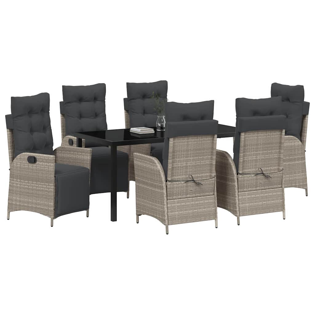 Have Spisebordssæt med pude 7 pcs Lysegrå polyrattan