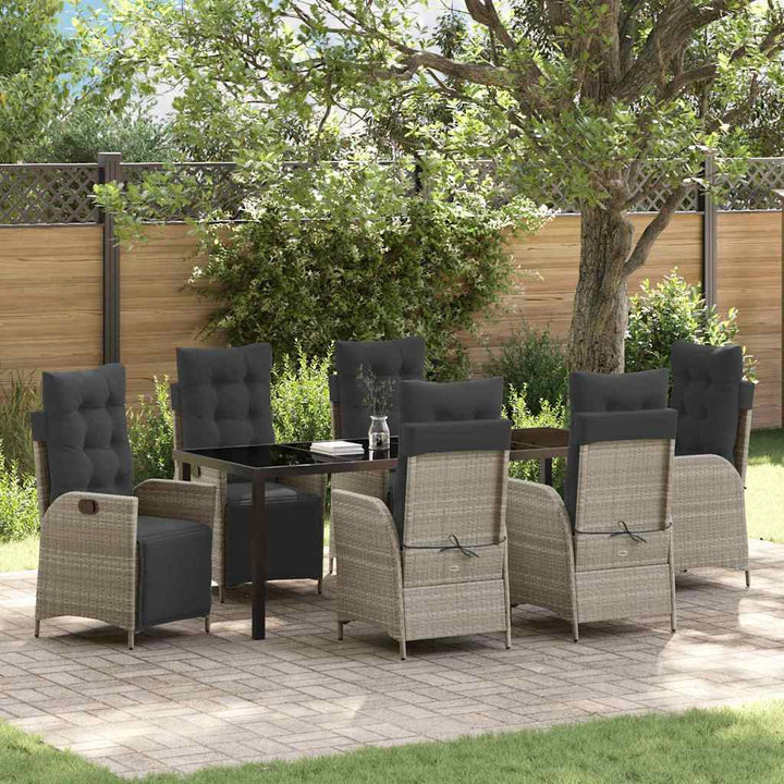Have Spisebordssæt med pude 7 pcs Lysegrå polyrattan