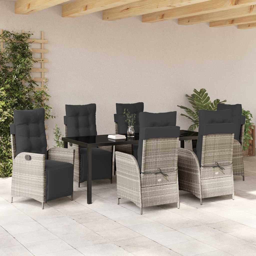 Have Spisebordssæt med pude 7 pcs Lysegrå polyrattan