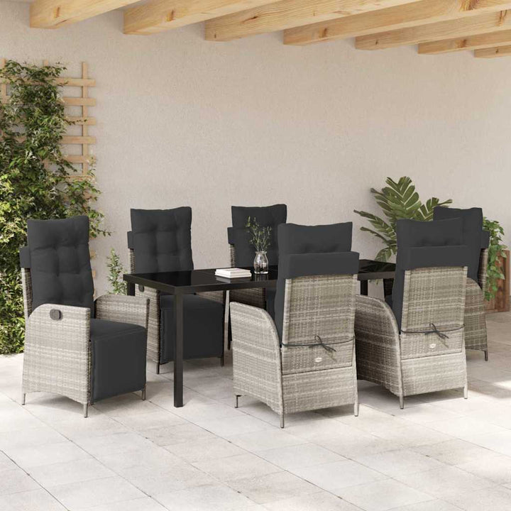 Have Spisebordssæt med pude 7 pcs Lysegrå polyrattan