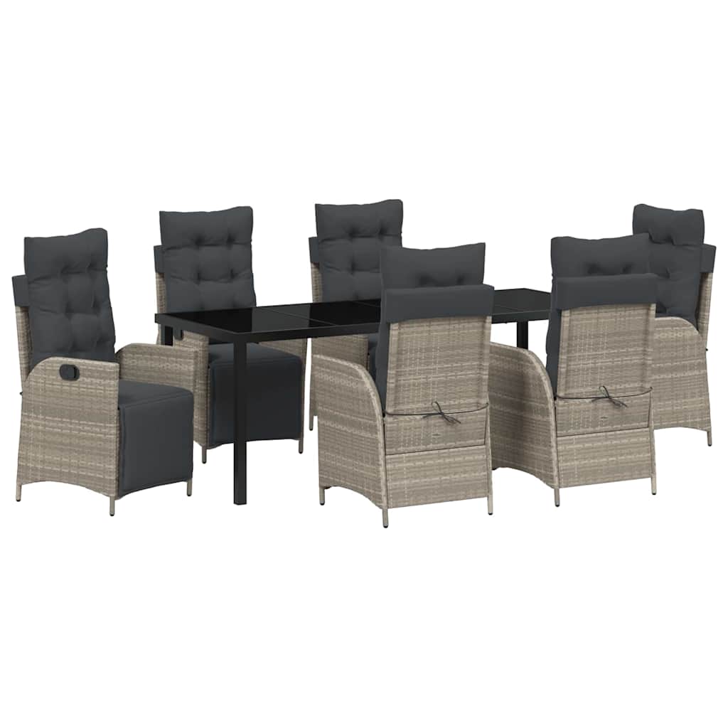 Have Spisebordssæt med pude 7 pcs Lysegrå polyrattan