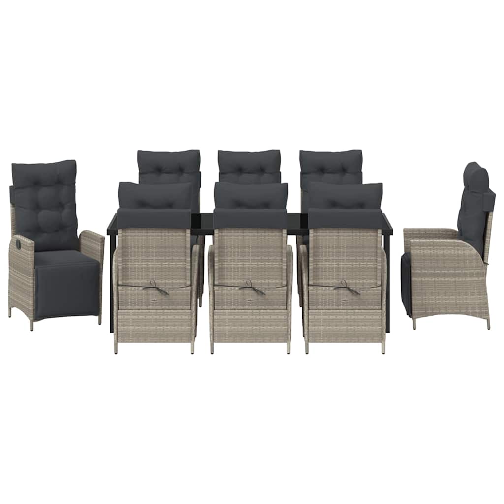 Have Spisebordssæt med pude 9 pcs Lysegrå polyrattan