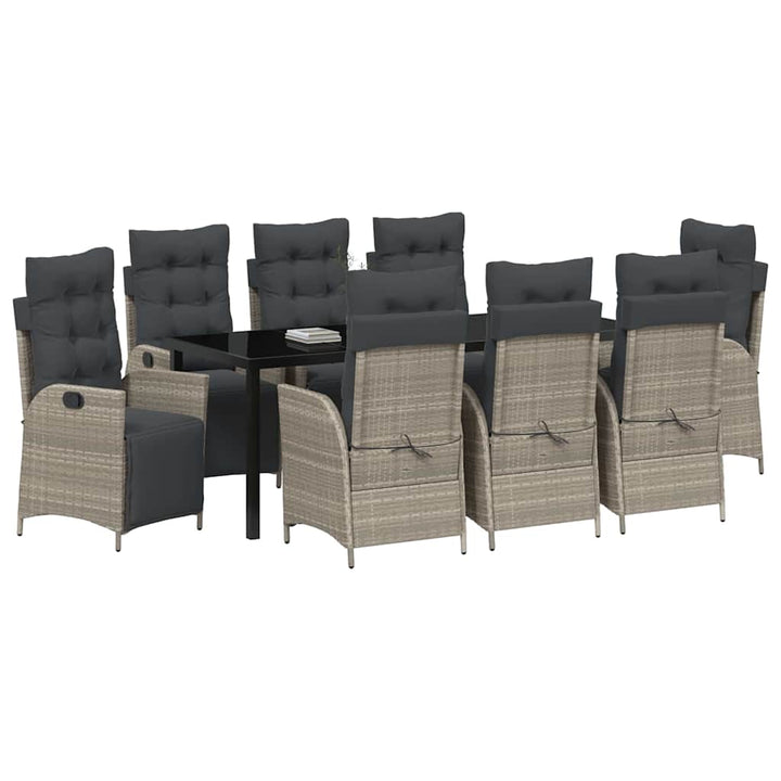 Have Spisebordssæt med pude 9 pcs Lysegrå polyrattan