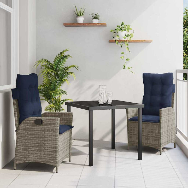 Have Spisebordssæt med pude 3 pcs Grå og sort Rattan