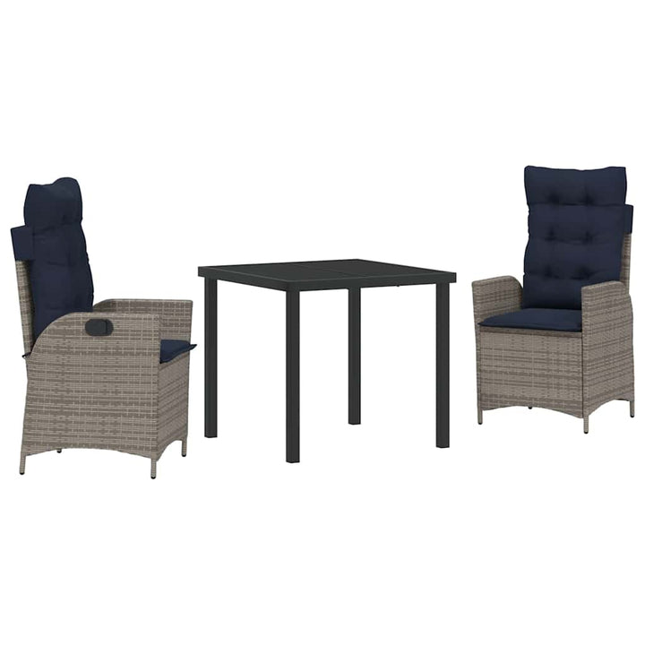 Have Spisebordssæt med pude 3 pcs Grå og sort Rattan