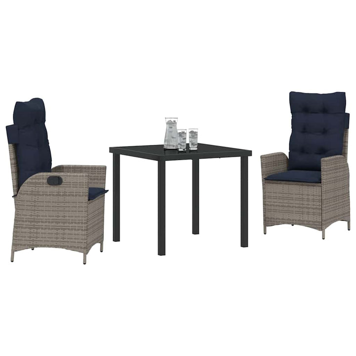 Have Spisebordssæt med pude 3 pcs Grå og sort Rattan