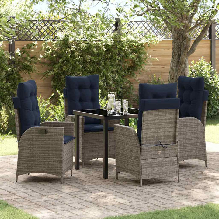 Have Spisebordssæt med pude 5 pcs Grå og sort Rattan