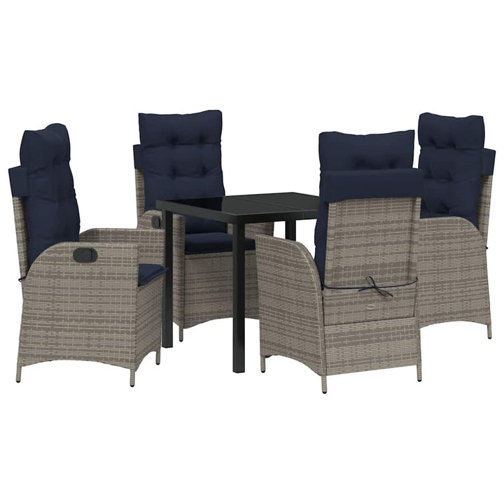 Have Spisebordssæt med pude 5 pcs Grå og sort Rattan