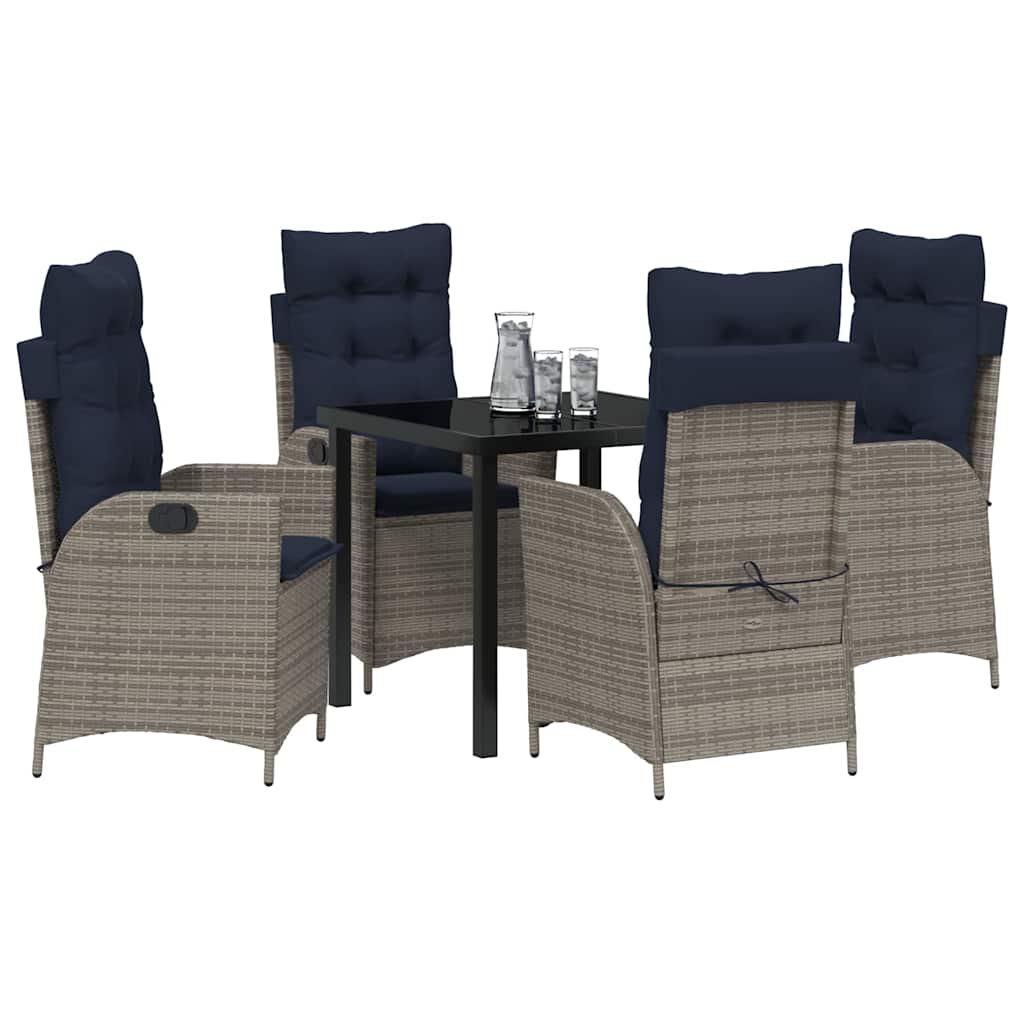Have Spisebordssæt med pude 5 pcs Grå og sort Rattan