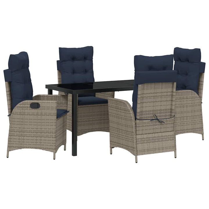Have Spisebordssæt med pude 5 pcs Grå og sort Rattan
