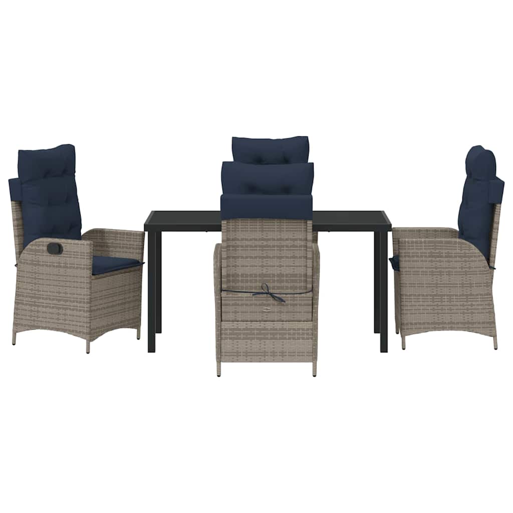 Have Spisebordssæt med pude 5 pcs Grå og sort Rattan
