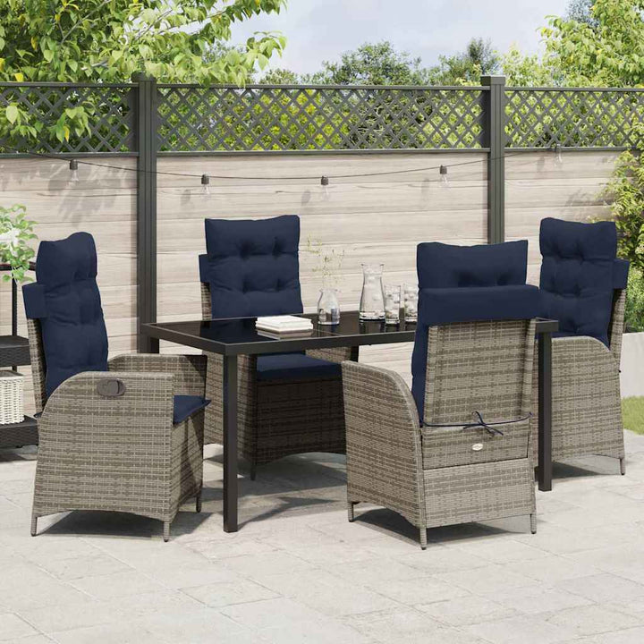 Have Spisebordssæt med pude 5 pcs Grå og sort Rattan