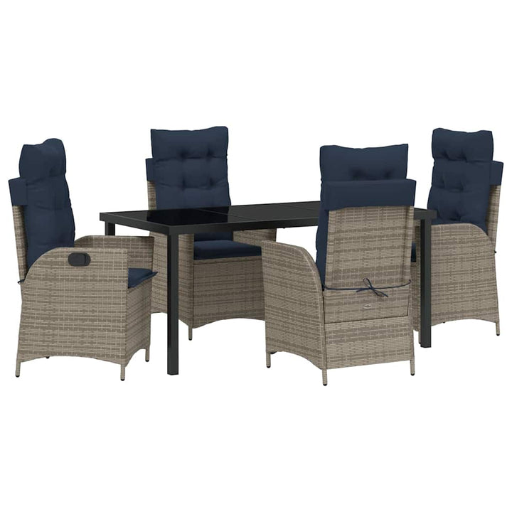 Have Spisebordssæt med pude 5 pcs Grå og sort Rattan