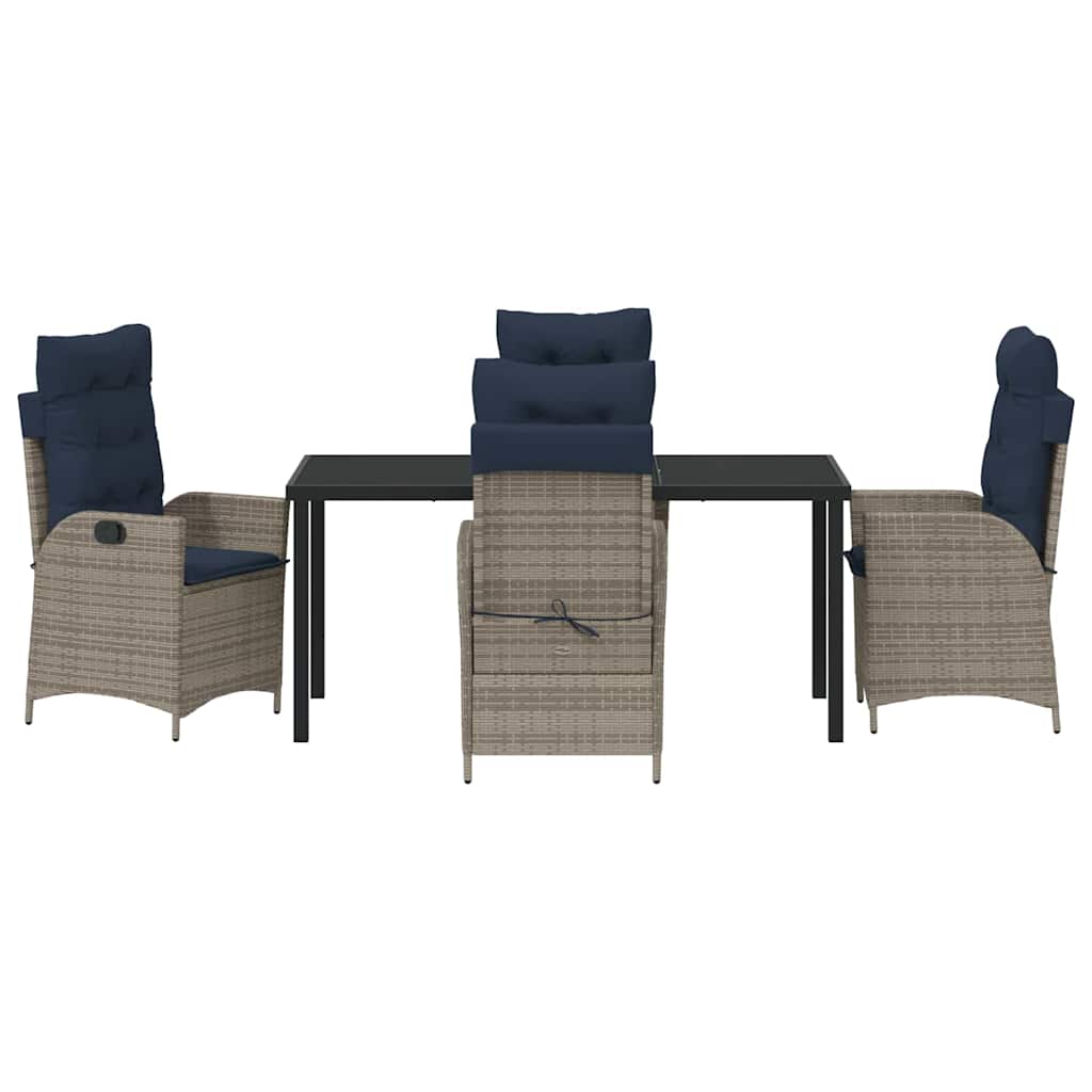 Have Spisebordssæt med pude 5 pcs Grå og sort Rattan