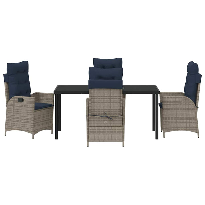 Have Spisebordssæt med pude 5 pcs Grå og sort Rattan