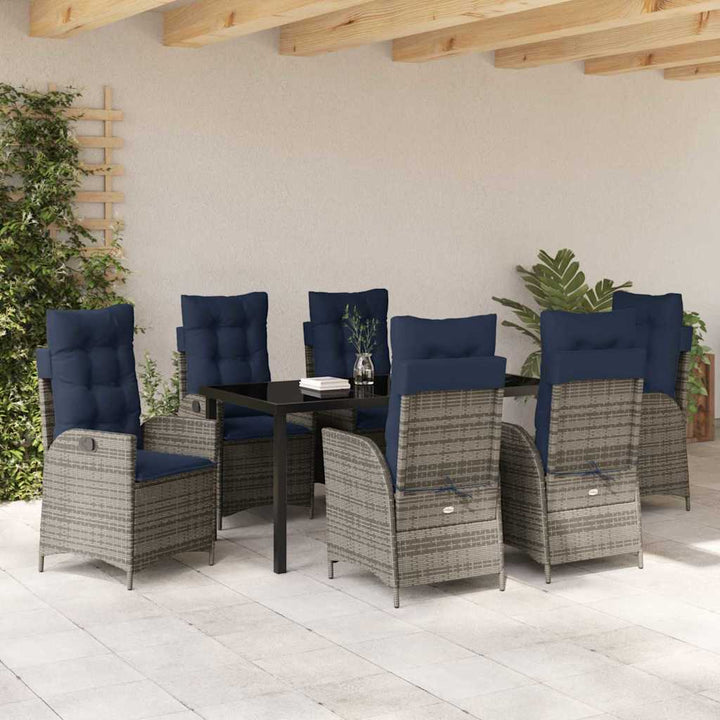 Have Spisebordssæt med pude 7 pcs Grå og sort Rattan