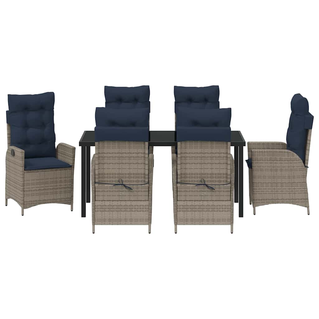Have Spisebordssæt med pude 7 pcs Grå og sort Rattan