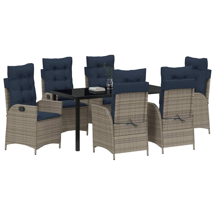 Have Spisebordssæt med pude 7 pcs Grå og sort Rattan