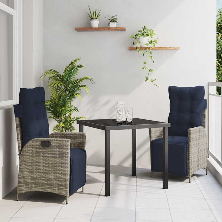 Have Spisebordssæt med pude 3 pcs Grå og sort Rattan