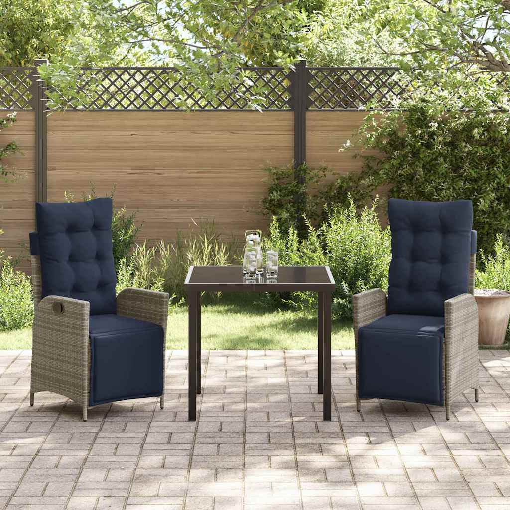 Have Spisebordssæt med pude 3 pcs Grå og sort Rattan