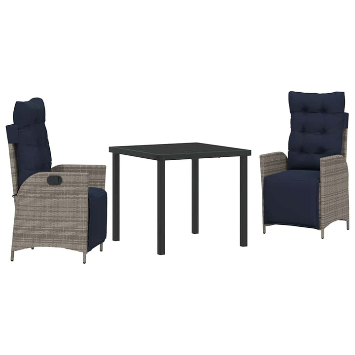 Have Spisebordssæt med pude 3 pcs Grå og sort Rattan