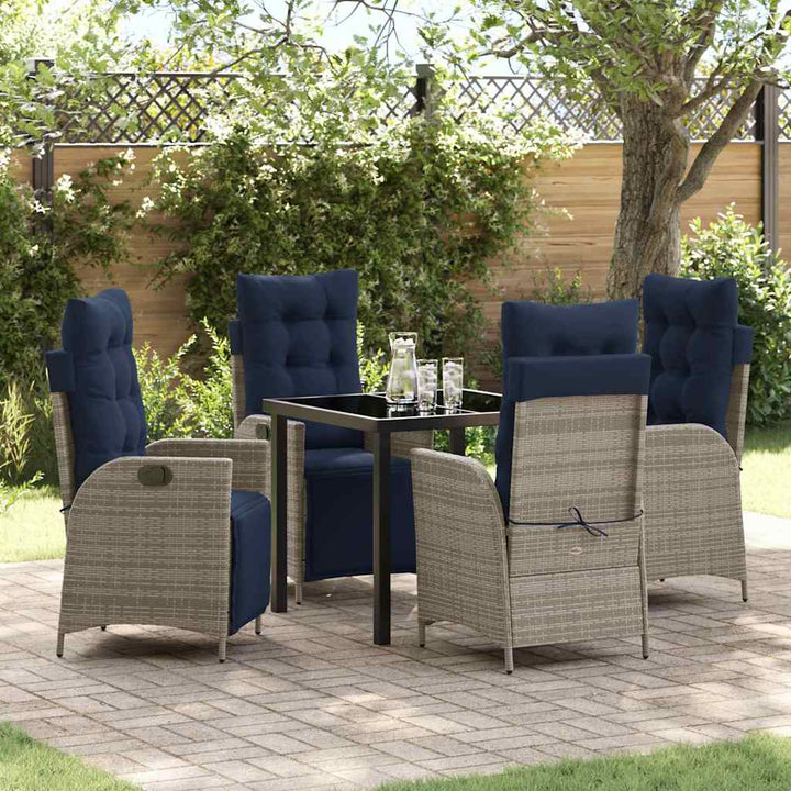 Have Spisebordssæt med pude 5 pcs Grå og sort Rattan