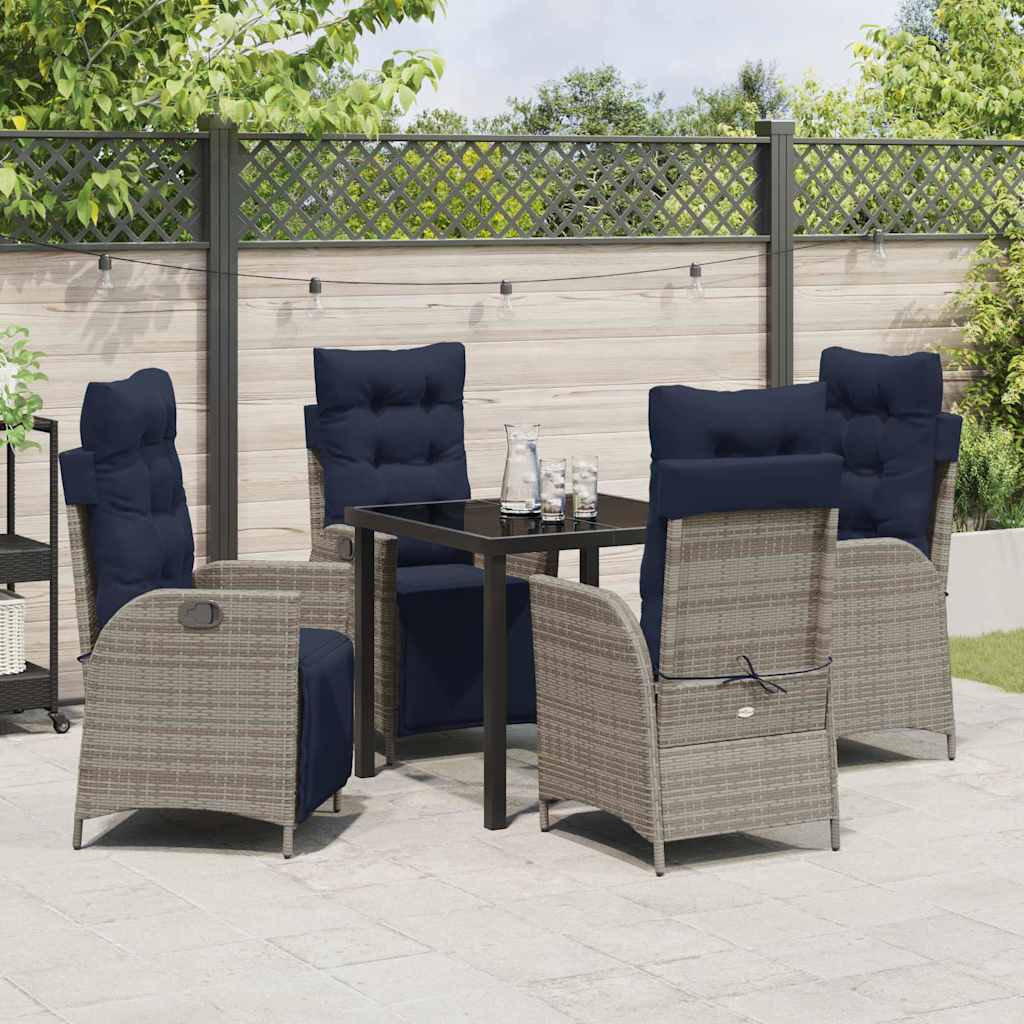 Have Spisebordssæt med pude 5 pcs Grå og sort Rattan