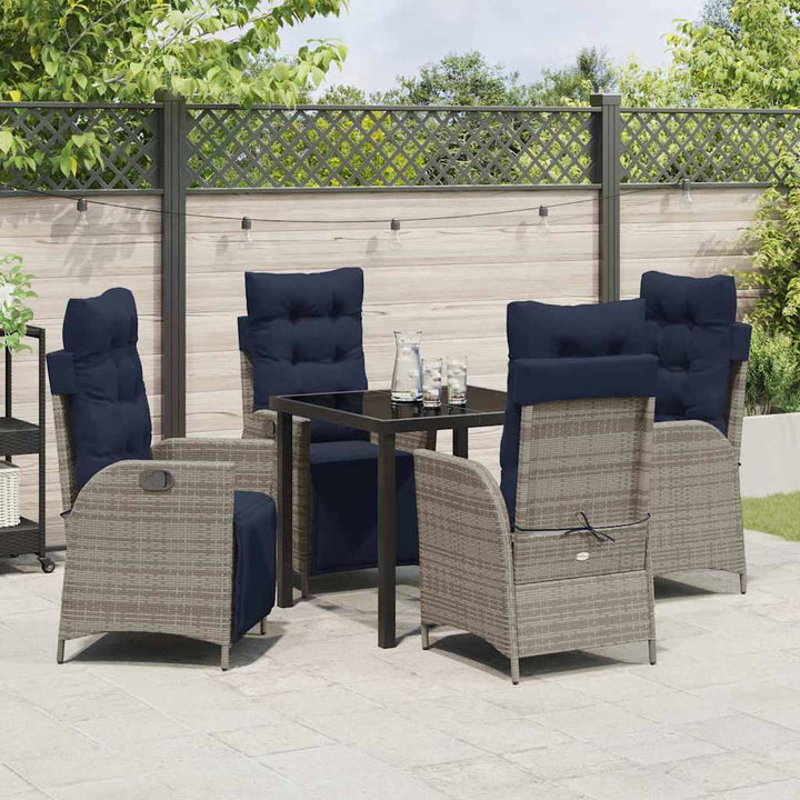 Have Spisebordssæt med pude 5 pcs Grå og sort Rattan