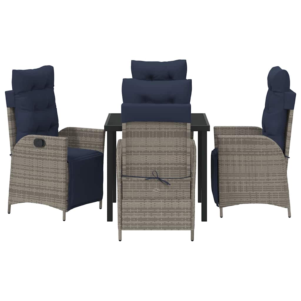 Have Spisebordssæt med pude 5 pcs Grå og sort Rattan