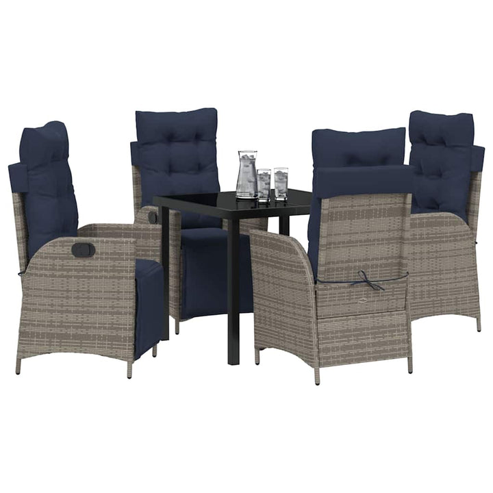 Have Spisebordssæt med pude 5 pcs Grå og sort Rattan