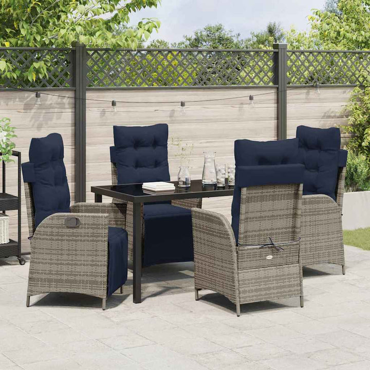 Have Spisebordssæt med pude 5 pcs Grå og sort Rattan