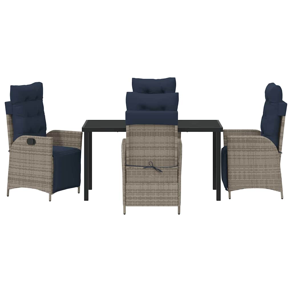 Have Spisebordssæt med pude 5 pcs Grå og sort Rattan