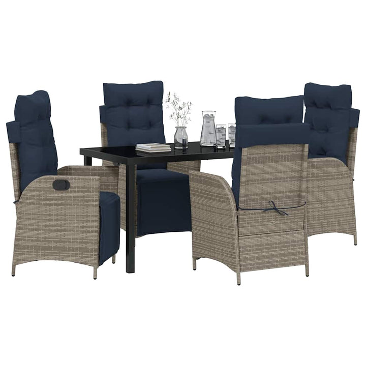 Have Spisebordssæt med pude 5 pcs Grå og sort Rattan