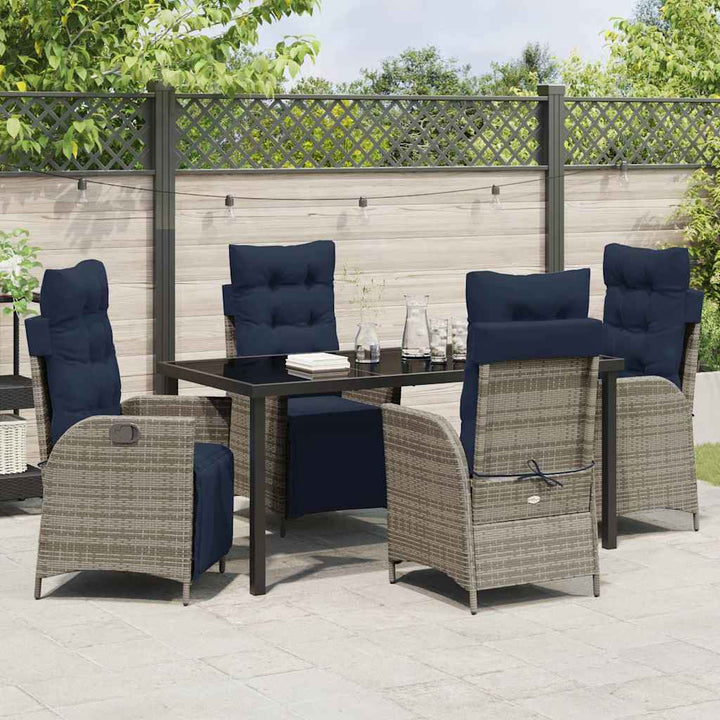 Have Spisebordssæt med pude 5 pcs Grå og sort Rattan