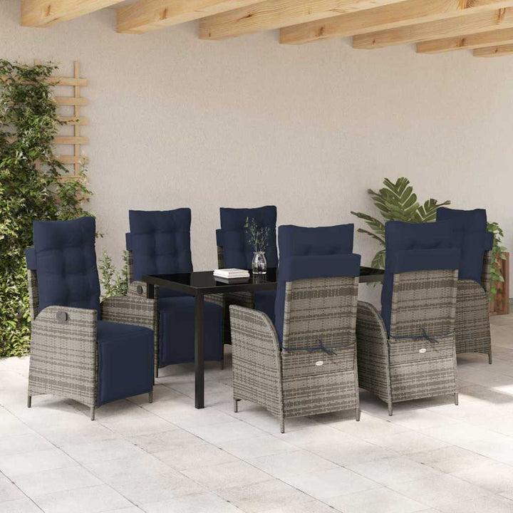 Have Spisebordssæt med pude 7 pcs Grå og sort Rattan