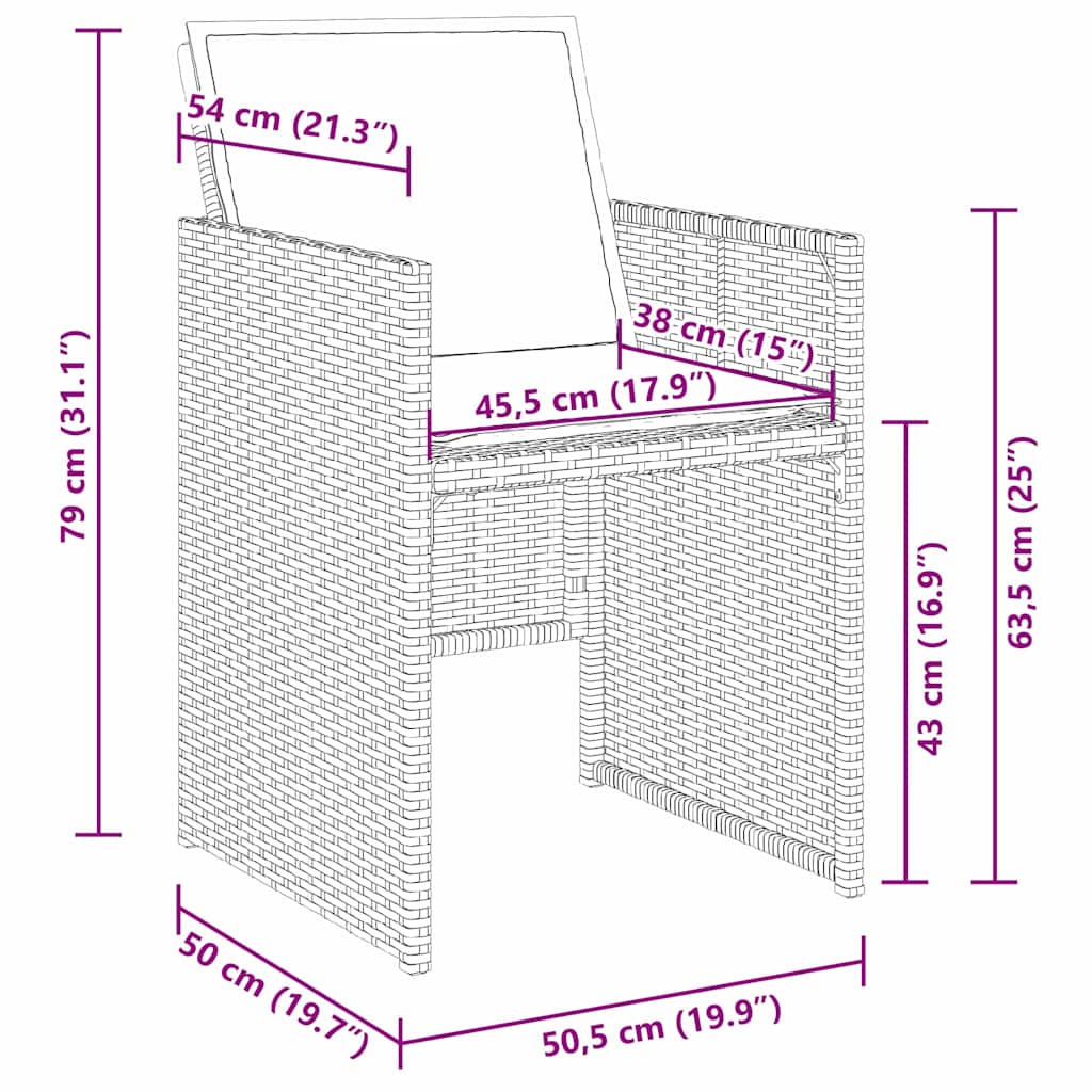 Have Spisebordssæt 5 pcs Brun polyrattan