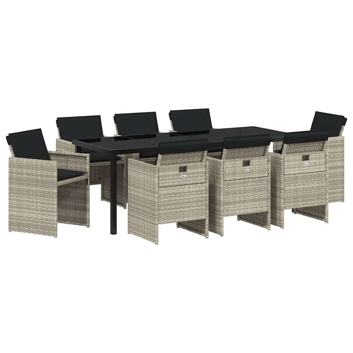Have Spisebordssæt 9 pcs Lysegrå polyrattan